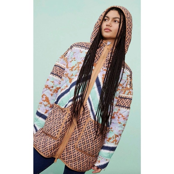 Free People Jackets & Blazers - Free People Checkered Patterned puffer